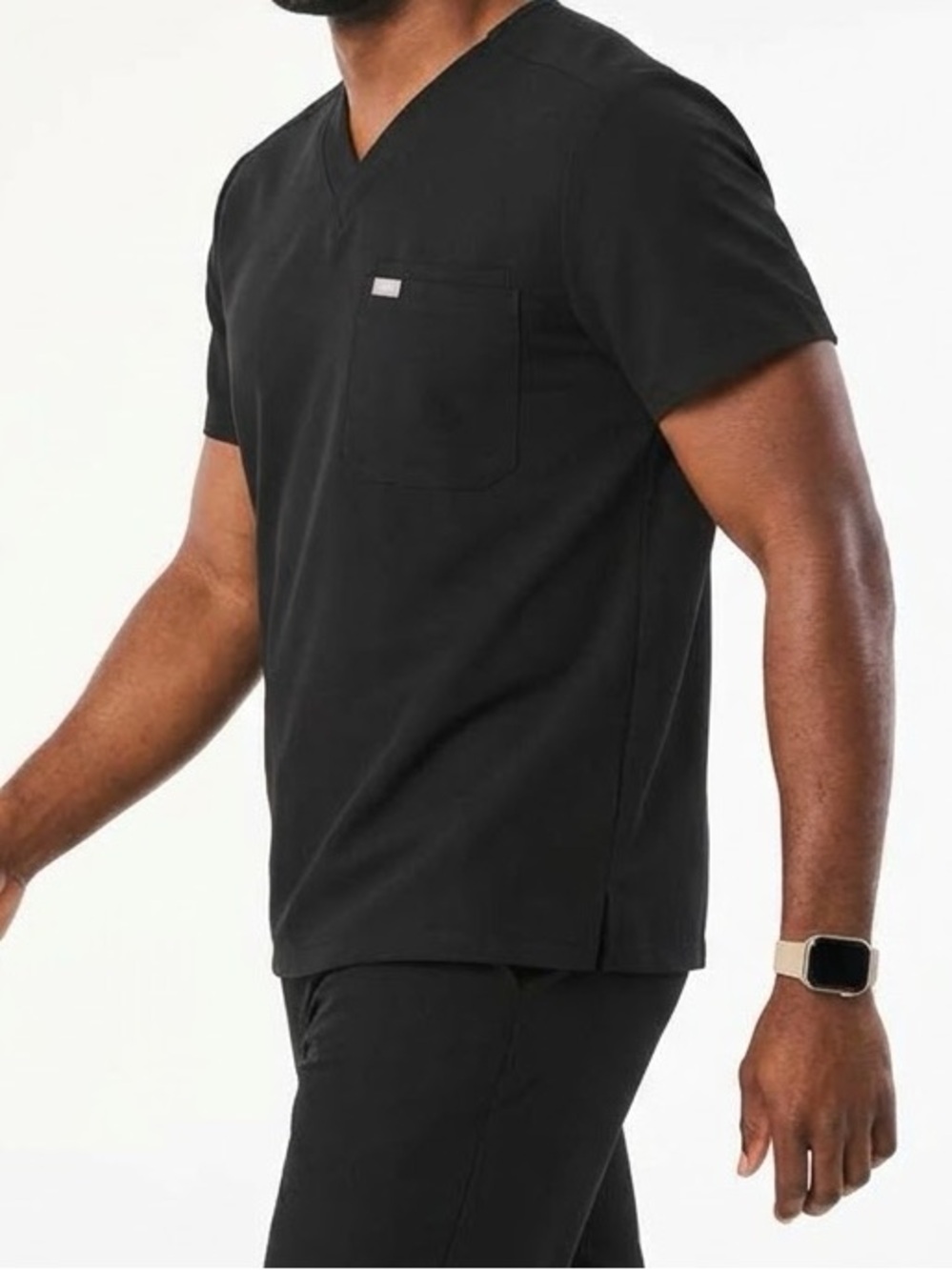 NWT FIGS Leon Three Pocket Medical Scrub Top Black Medium
